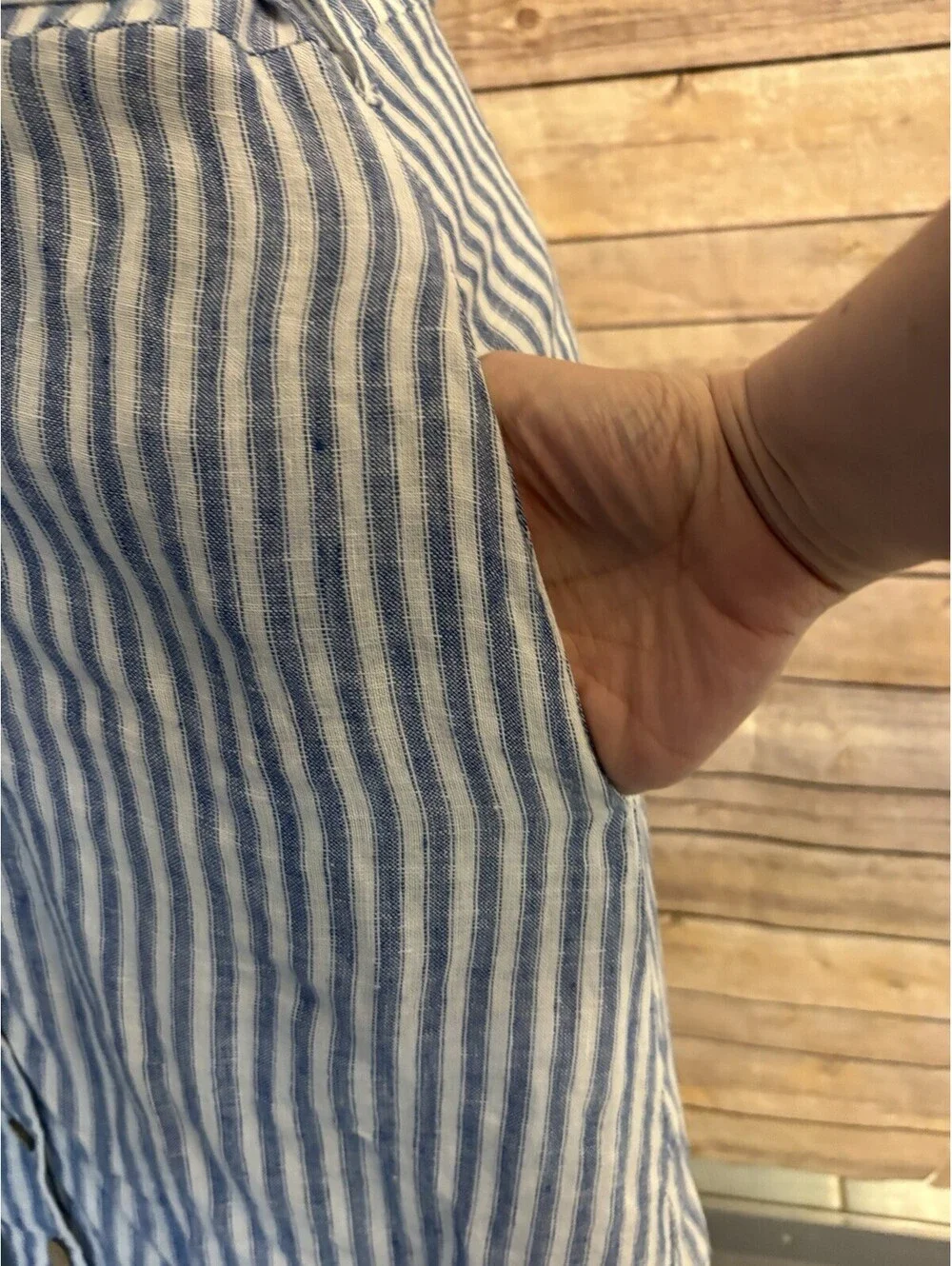 Faherty Margaux Dress in Low Tide Linen Stripe Size XS